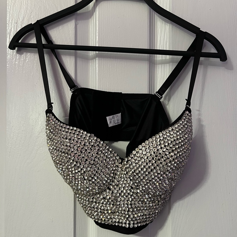 Sparkling Rhinestone Bustier Top